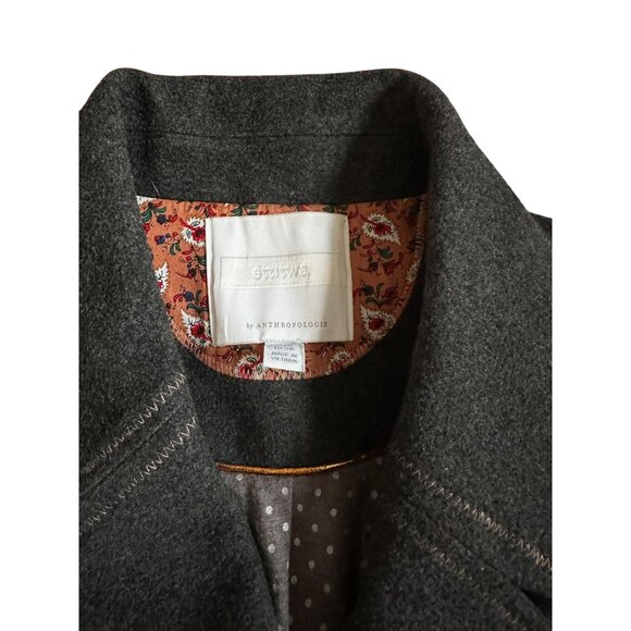 Ett:twa by Anthropologie Gray Coat Size 6 Double Breasted Cropped Boho Twee - Picture 3 of 6